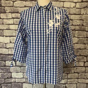 Croft & Barrow Buffalo Check Blouse Size M